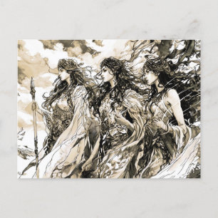 Carte Postale Drawing of a Norse God three norns