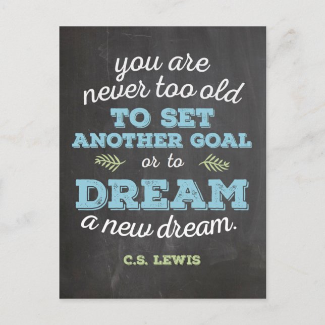 Carte Postale Dream a New Dream CS Lewis Quote Chalkboard (Devant)
