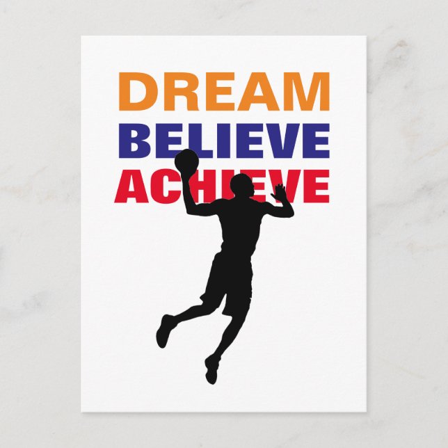 Carte Postale Dream Believe Achieve Basketball Pop Art (Devant)