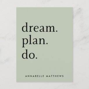 Carte Postale Dream Plan Do Moderne minimaliste Vert Sage