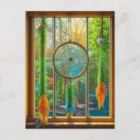 Dreamcatcher avec Plumes Bleues, Vertes et Oranges