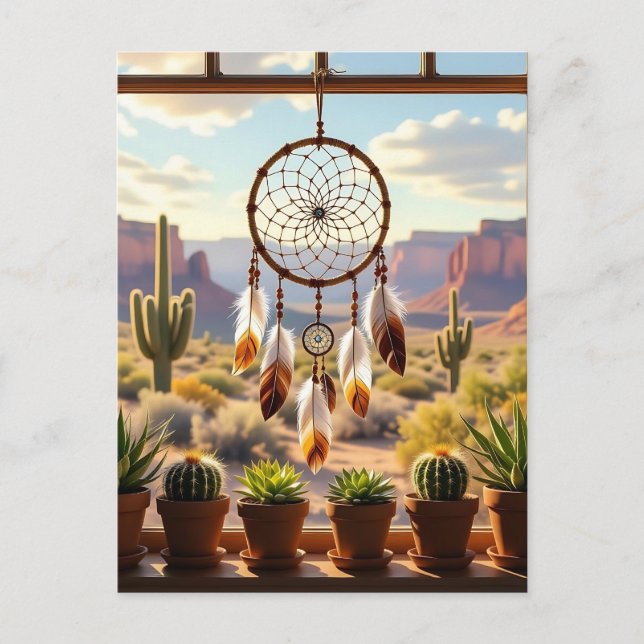 Carte Postale Dreamcatcher, Canyons du désert, Cactus (Devant)