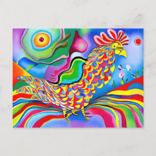 Carte Postale "Dreamscape Bird". Un coq abstrait surréaliste