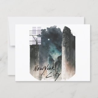 Carte Postale Dreamscape New York, Illuminations de ville peinte