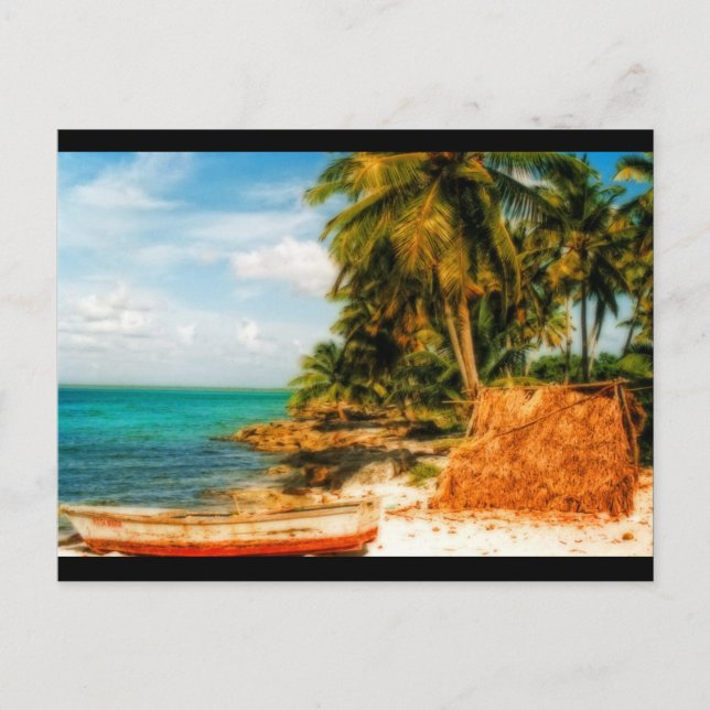 Carte Postale Dreamy Tropical Beach avec Rowboat (Devant)