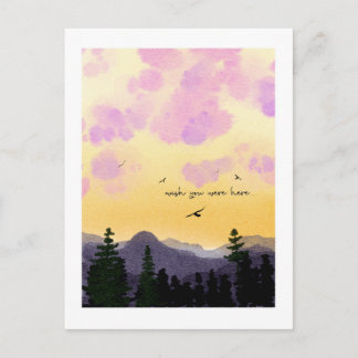 Carte Postale Dreamy Watercolor “Wish You Were Here” Postcard 