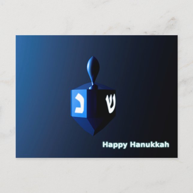 Carte Postale Dreidel bleu brillant (Devant)