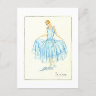 Carte Postale Dress du soir croquis de Bernard et C.ie 1928