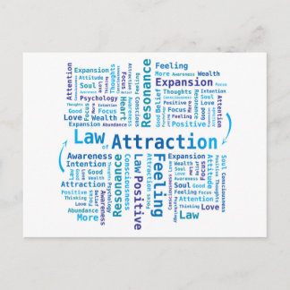 Carte Postale Droit de l'attraction Mot Cloud dans les couleurs 