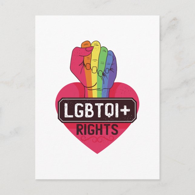 Carte Postale Droits LGBTQI Marche du drapeau arc-en-ciel (Devant)