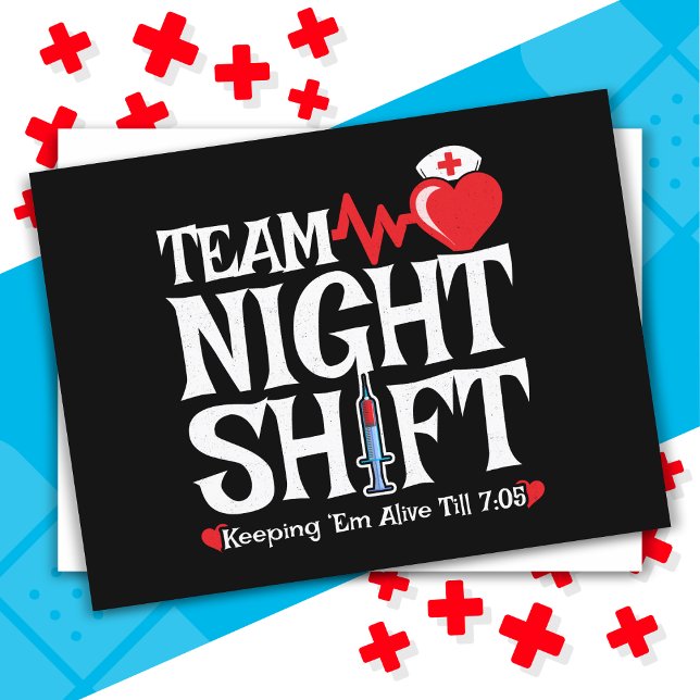 Carte Postale Drôle 7:05 Team Night Shift Infirmière Appréciatio (Créateur téléchargé)