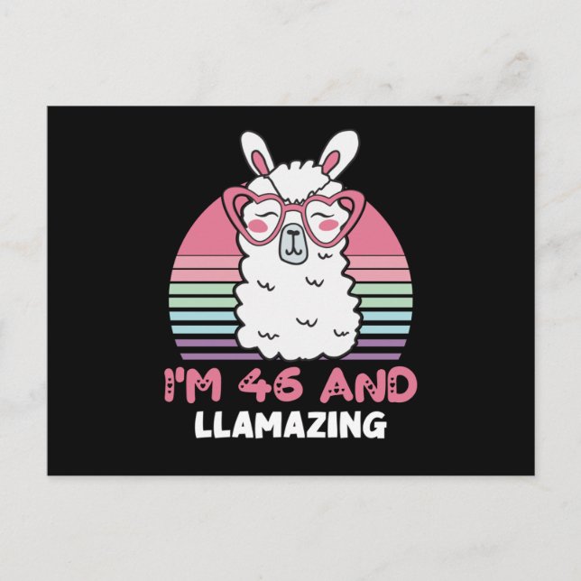 Carte Postale Drôle adorable Llama 46e cadeau d'anniversaire pou (Devant)