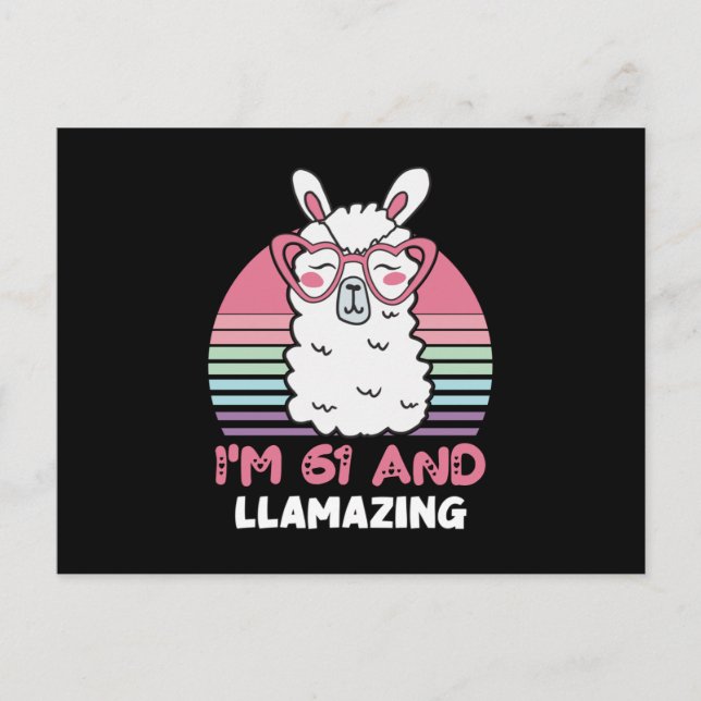 Carte Postale Drôle Adorable Llama 61e Anniversaire Cadeau Pour  (Devant)