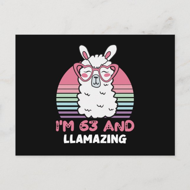 Carte Postale Drôle Adorable Llama 63e Cadeau Anniversaire Pour  (Devant)