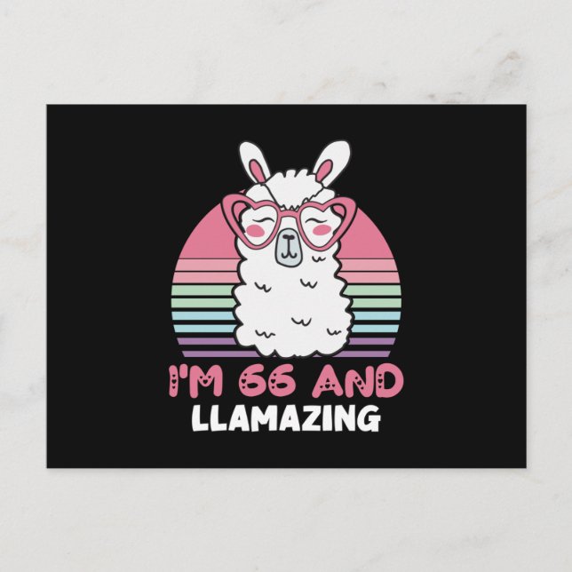 Carte Postale Drôle Adorable Llama 66e Anniversaire Don Pour Fem (Devant)