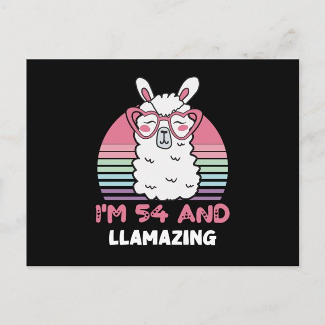 Carte Postale Drôle Adorable Llama Cadeau 54e Anniversaire Pour  (Devant)