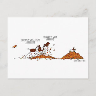 Carte Postale Drôle automne saison Horse & Papillon Cartoon