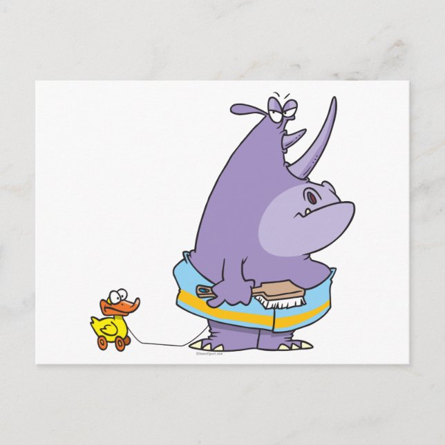 Carte Postale drôle baignoire tubby temps rhino dessin animé (Devant)