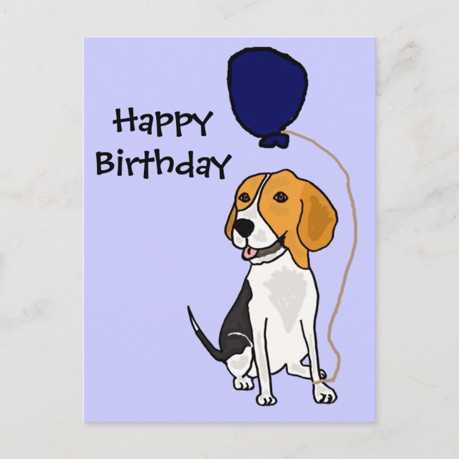 Carte Postale Drôle Beagle tenant le ballon (Devant)