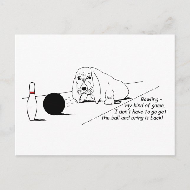 Carte postale Drôle Bowling Dog (Devant)