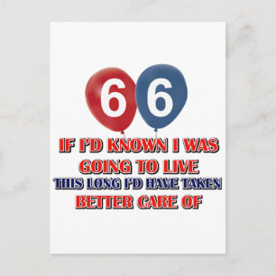 Carte Postale Drôle cadeau d'anniversaire de 66 ans