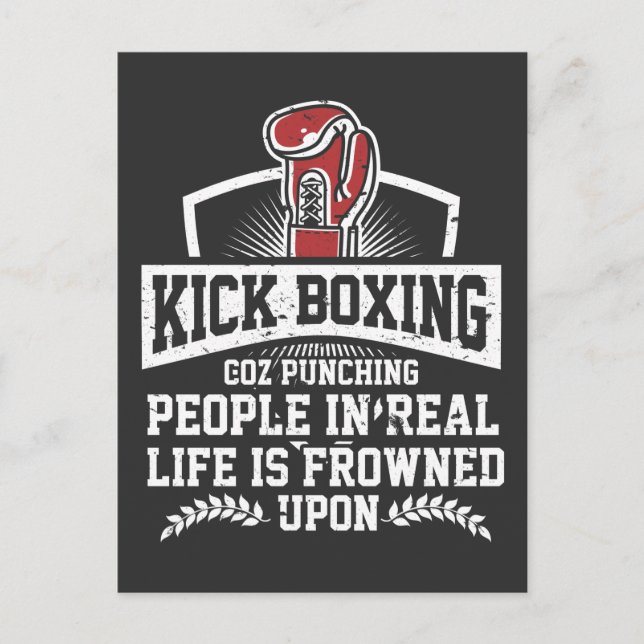Carte Postale Drôle cadeau Kickboxing pour Rude Martial Arts Box (Devant)