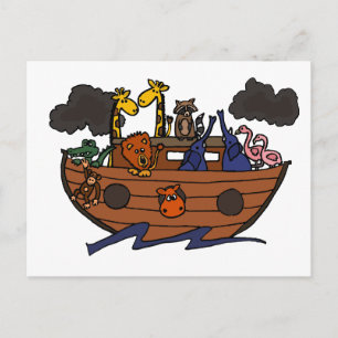Carte Postale Drôle Caricature de l'arche de Noé