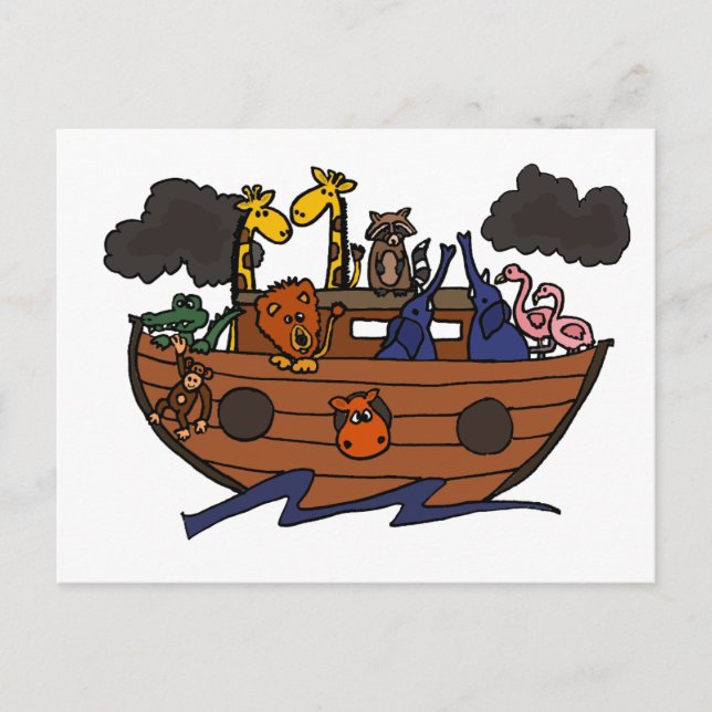 Carte Postale Drôle Caricature de l'arche de Noé (Devant)