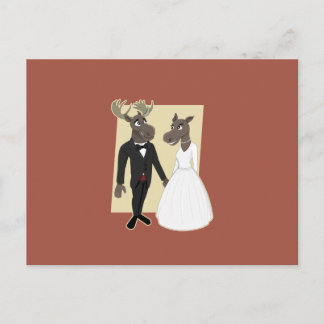 Carte Postale Drôle Caricature du Mariage d'orignal