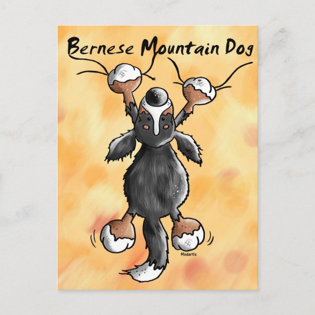 Carte postale Drôle Cartoon Bernese Mountain Dog (Devant)