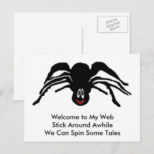 Carte Postale Drôle Cartoon Black Spider Halloween Black Widow