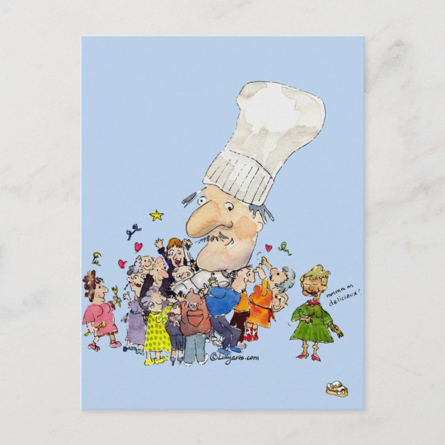 Carte Postale Drôle Cartoon Chef Français (Devant)