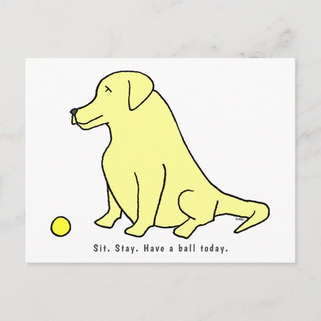 Carte Postale Drôle Cartoon Laboratoire Jaune Pour Un Chien Maig (Devant)