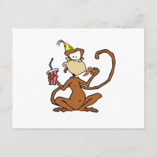 Carte Postale Drôle Cartoon Pizza Singe