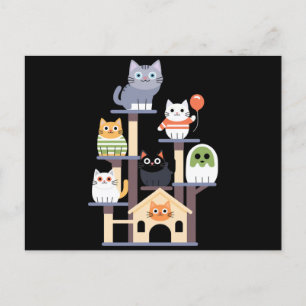 Carte Postale Drôle Cat Horror Movies mignon Halloween Cat Kitty