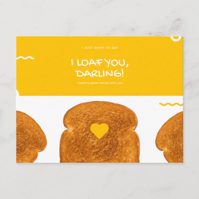 Carte Postale Drôle Cercle Jaune Squigles Toast Loast Love (Devant)