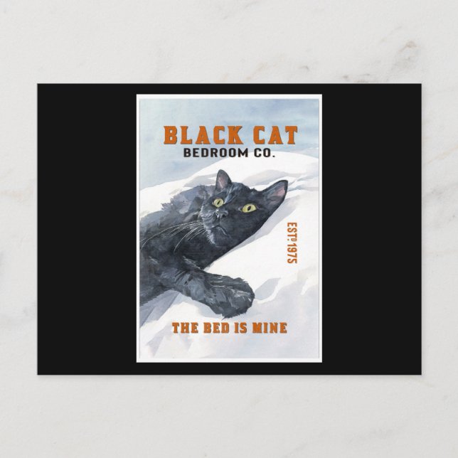 Carte Postale Drôle Chambre Chat Noir Le Lit Est Mon Amoureux de (Devant)
