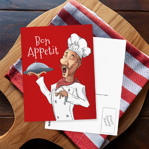 Carte Postale Drôle Chanteur Chef sur Rouge