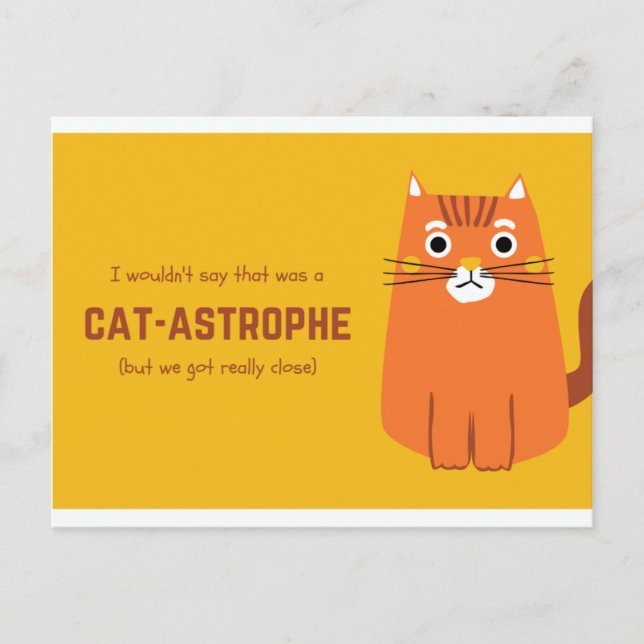 Carte Postale Drôle Chat jaune et orange (Devant)