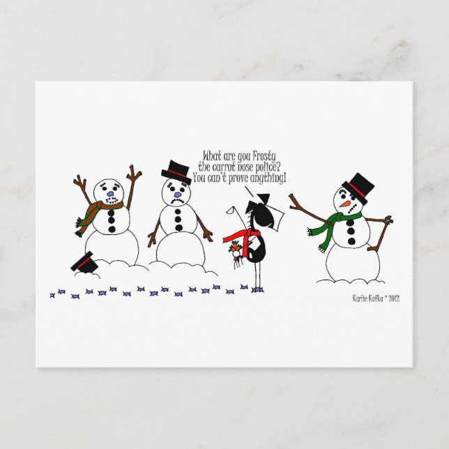 Carte postale Drôle Cheval & Snowman (Devant)