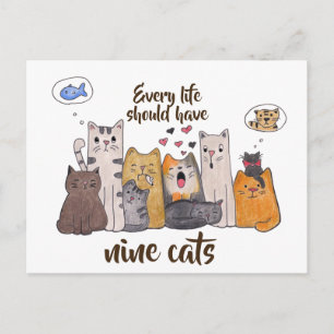 Carte Postale Drôle chien de chat  Chaque vie devrait avoir neuf