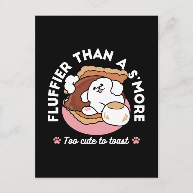 Carte Postale Drôle Chien et S'more Design - Kawaii Pet Lover Pu (Devant)