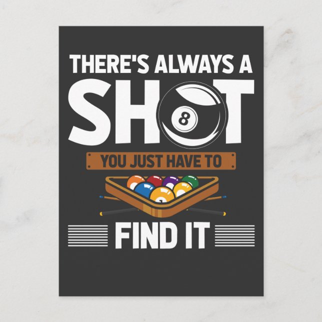 Carte Postale Drôle Citation Billard Huit Ball Shot (Devant)