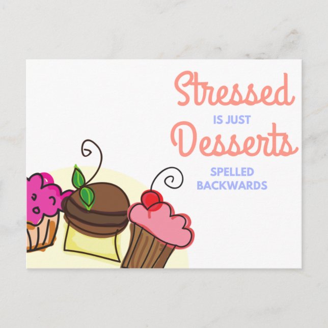 Carte Postale Drôle Citation blanche illustrée Desserts (Devant)