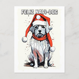 Carte Postale Drôle Citation de Noël mignon Chien de Père Noël W