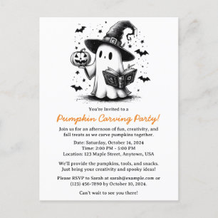 Carte postale Drôle Citrouille Carving Invitation