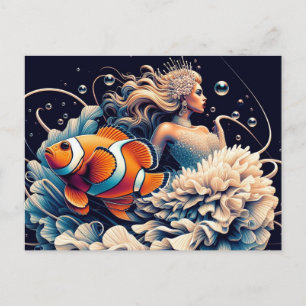 Carte Postale Drôle ClownFish Femme de mode