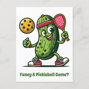 Carte Postale Drôle cornichon jouant au pickleball
