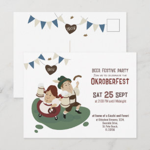 Carte Postale drôle couple bavarois invitation à Oktoberfest