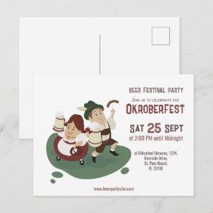 Carte Postale drôle couple bavarois invitation à Oktoberfest